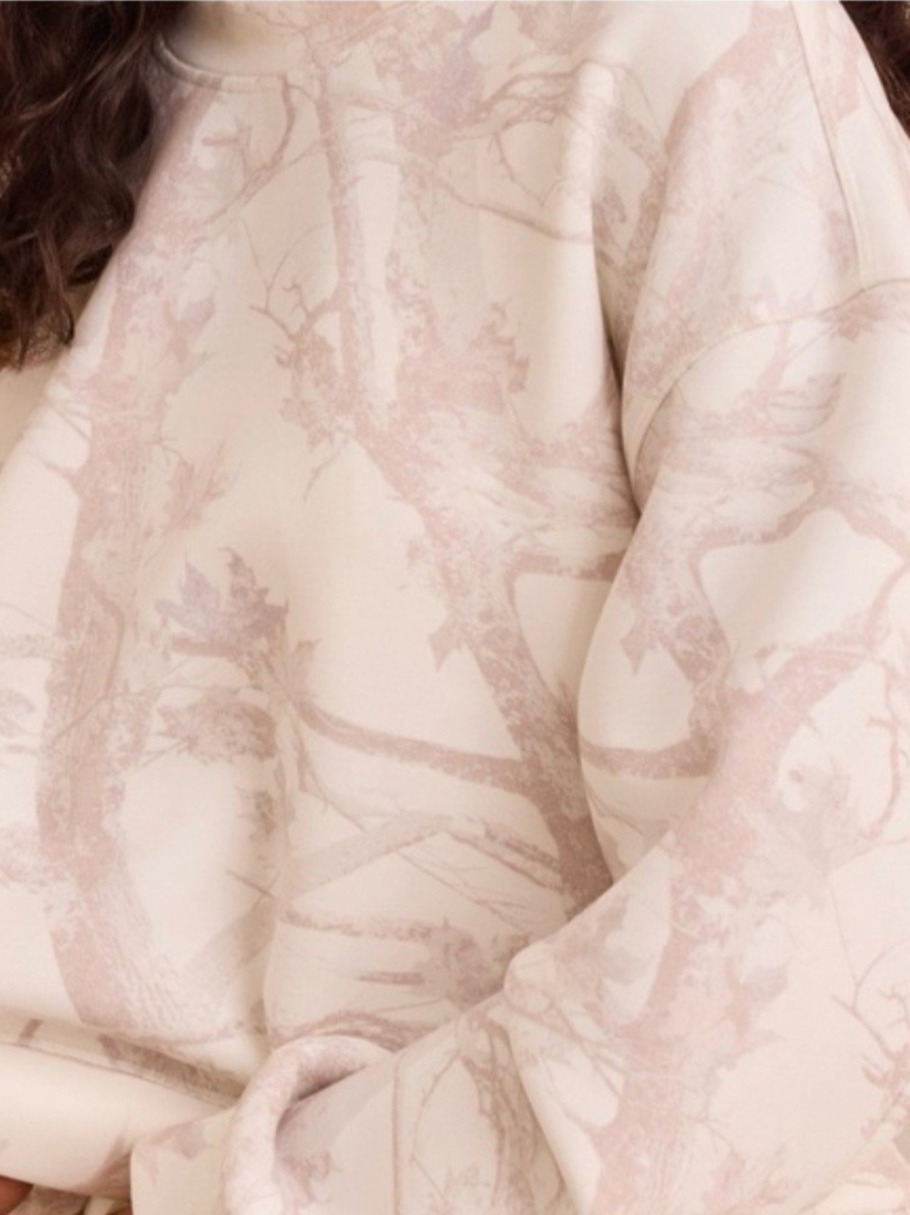Altar'd State Cream & Light Pink Floral Print Pullover Sweatshirt - Picture 4 of 8